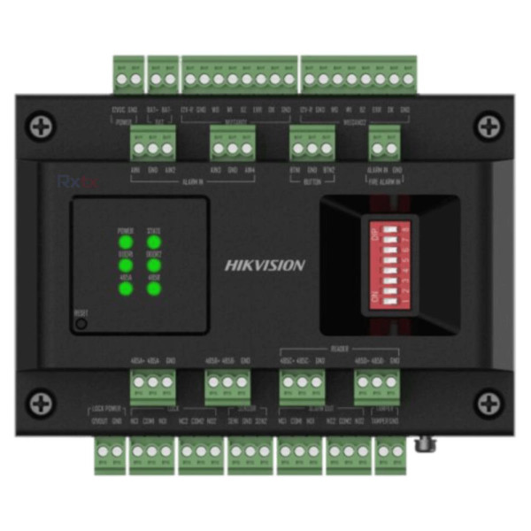 Thiết bị điều khiển trung tâm hỗ trợ kiểm soát truy cập 2 cửa, nguồn 12VDC, model: DS-K2M002X, Hiệu: Hikvision, NSX: Hikvision, mới 100%